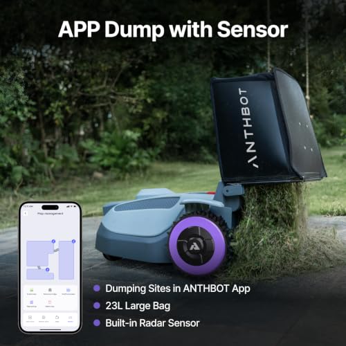 Image of ANTHBOT N8 Robotic Lawn Mower with Sweeper, RTK+NRTK 1 /2 Acre, 4-in-1 Mowing and Grass Collection System, Automatic Targeted Dumping 23L Large-Capacity Leaf Collection Bin, 45% Slope, App Control