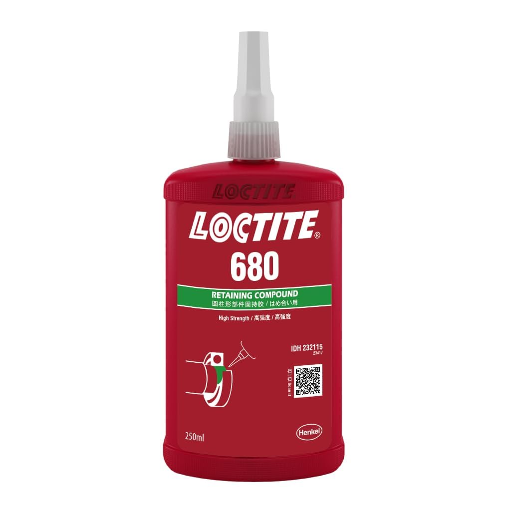 680-250ml|high strength| cylindrical fitting | low viscosity |prevents loosening and leakage from shock and vibration| cures on all metals| tolerates slightly oiled/contaminated surfaces