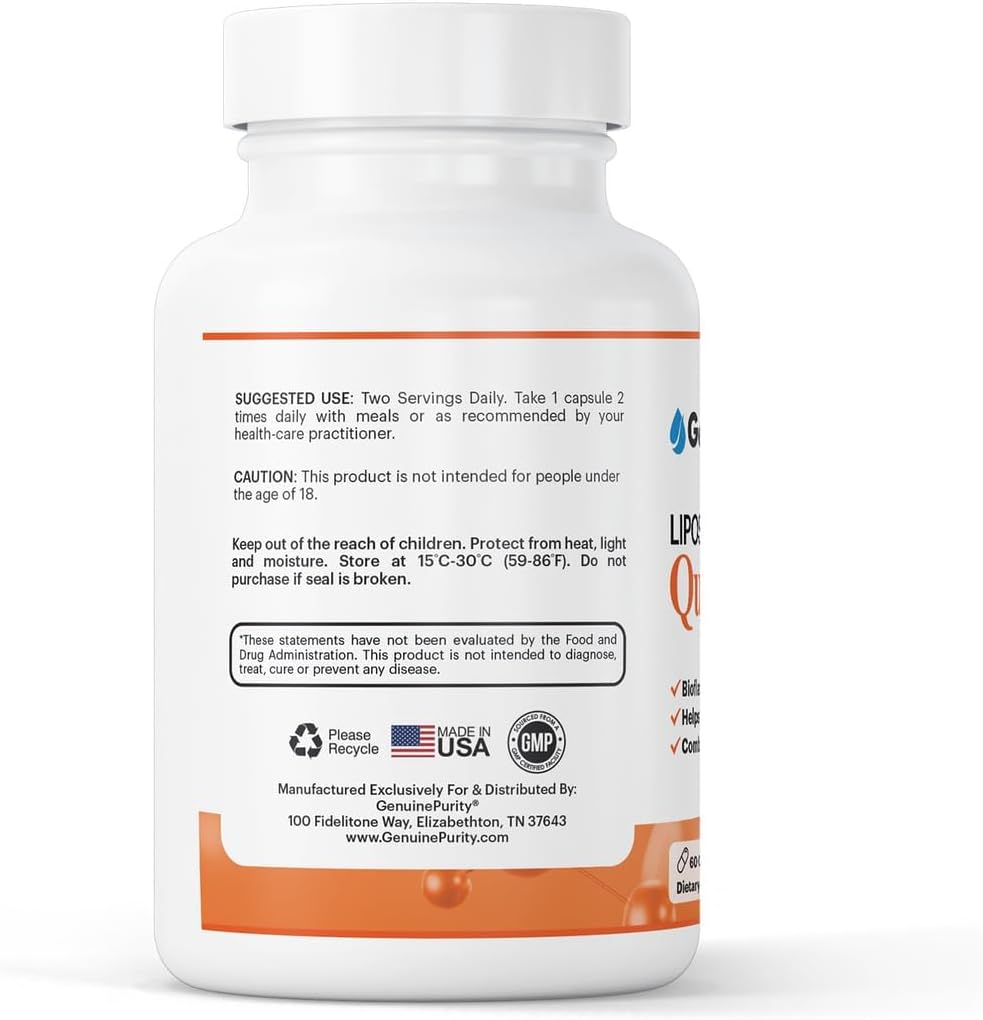 250mg Liposomal Quercetin Supplements - 60 Vegan Capsules to Support Antioxidant Defense, Cellular Health & Immune System - Quercetin Capsules Perfect for Healthy Aging and Vitality - Image 3