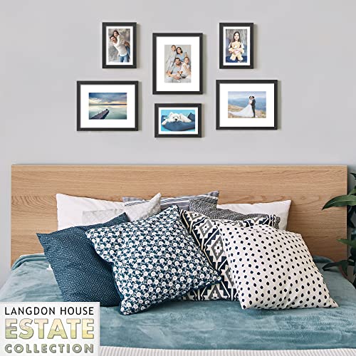 Langdon House 8X10 Black Picture Frame W/Removable Mat To 5X7, Modern Step-Down Molding, Tabletop Easel Included, Estate Collection #TOP5