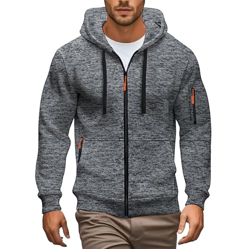 Sweat à capuche pour homme gris S veste de sport manches longues et poches fermeture éclair