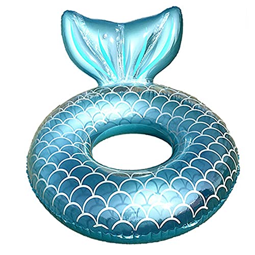 Inflatable Pool Floats Tube Rings, Fruit/Donut/Cartoon Pool Tubes, Pool Floaties Toys, Beach Swimming Party Toys for Kids and Adults (Blue Mermaid, 110#)
