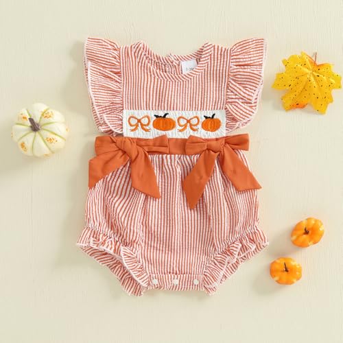 Kayotuas Baby Girl Summer Clothes Cute Smocked Bubble Romper Fly Sleeve Ruffled Doll Collar Letter Embroidery Bodysuit Dress2