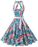 Bbonlinedress 1950s Halter Vintage Retro Rockabilly Gown Cocktail Party Dress