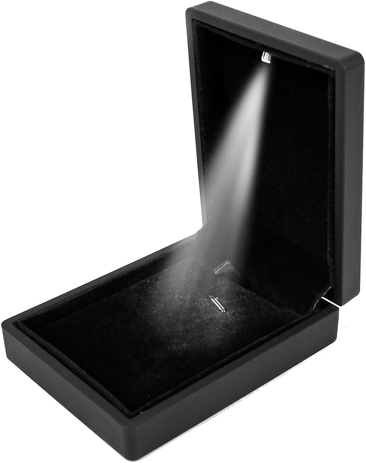 iSuperb® Pendant Box Black Jewelry Case Organizer with LED Light Gift Box