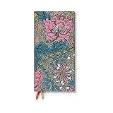 Paperblanks | 2026 Morris Pink Honeysuckle | William Morris | 12-Month Planner | Slim | Horizontal | Elastic Band | 160 Pg | 100 GSM