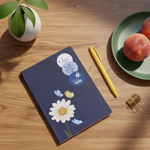 Image of Motivational Floral A5 Notebook Diary for Women & Students | Softbound Laminated Cover | Monthly Planner + Daily Planner | 21 x 15 cm Ruled Journal | Inspirational Quote Cover (Blue You Can)