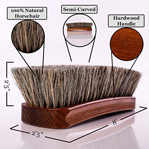 Valentino Garemi Shoe Brush | Luxury Shining Polishing & Buffing Brush - Large 8 Inch | Genuine Horse Hair | Made In Germany - White Hair #TOP1