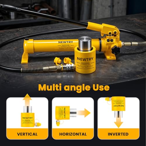 Image of NEWTRY 30 ton Hydraulic Ram Jack Cylinder and CP-700 Hand Hydraulic Pump Short Type 2 inch Stroke Porta Power Ram