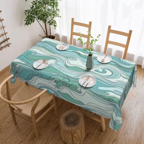 Nappe rectangle anti-tache 137x183 cm au motif ondulé abstrait - 2