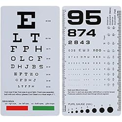 NOYOC 2 Pack Pocket Eye Chart, 2 in 1 Snellen & Rosenbaum Chart, 6.5x3.5 Inches, Handheld Double Sided Plastic Low Vision Card for Eye Exams (2 Pack 6 Feet)