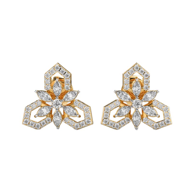 Clous d'oreilles Prosperous Bloom en argent 925 anti-allergie pour peaux sensibles