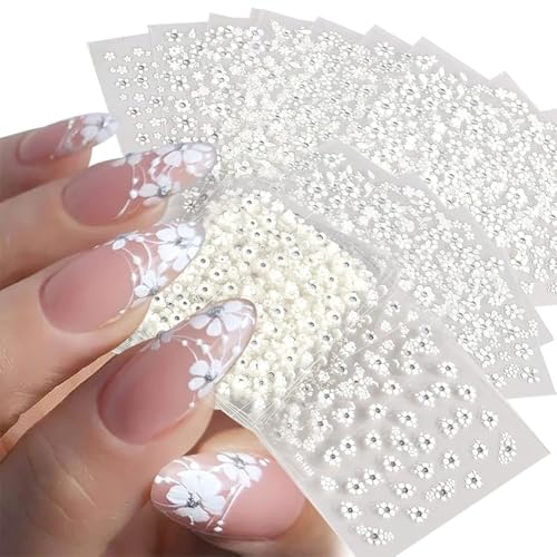 Visxcnu 30Pcs Primavera Flor Mariposa Pegatinas Para Uñas Hojas Autoadesiva Nail Art Stickers Decoración