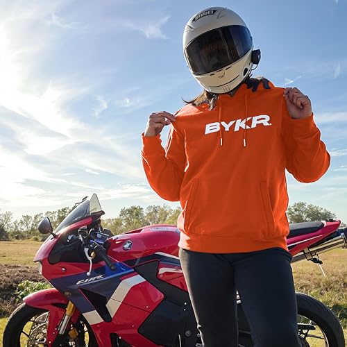 BYKR Motorcycle Hoodie for Men & Women Biker Motorcycle Jackets Breathable Motorbike Riding Sweatshirt All Weather CE Armored (OR,2XL), XX-Large, Orange by BYKR - Used condition - Image 8