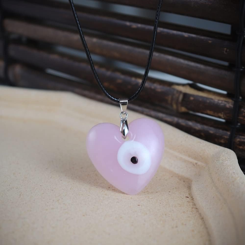 COLORFUL BLING Blue Turkish Glass Evil Eye Pendant Necklace Set Glass Leather Rope Hamsa Hand for Women Men Lucky Protection Wealth Amulet Jewelry - Image 3