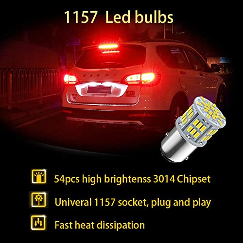 1157 Led Brake Light Bulb, 12V-24V 1157 7528 2357 2057 Bay15D Led Replacement Light Bulb For Brake Tail Running Parking Backup Light For Car Rv Trailer Boat, 54Smd 3014 Chipset White Light, 2Pcs #TOP6