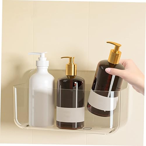 Miniatura 4 de Cabilock Estante de pared organizador de mesita de noche, estante de ducha autoadhesivo, soporte transparente, bandeja transparente, soporte