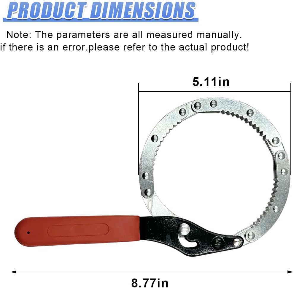 Adjustable Car Oil Filter Wrench, Ergonomics Fuel Filter Removal Tool for 70-90mm, Universal Heavy-Duty Automotive Oil Filters Repair Pliers for Car, Truck, Motorcycle(M)