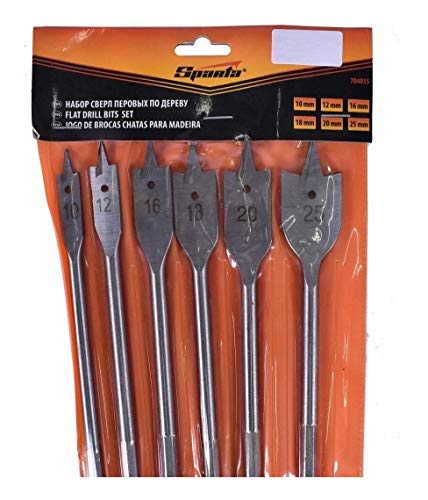 Jogo de Broca Chata para Madeira 10 a 25mm 704055 Sparta
