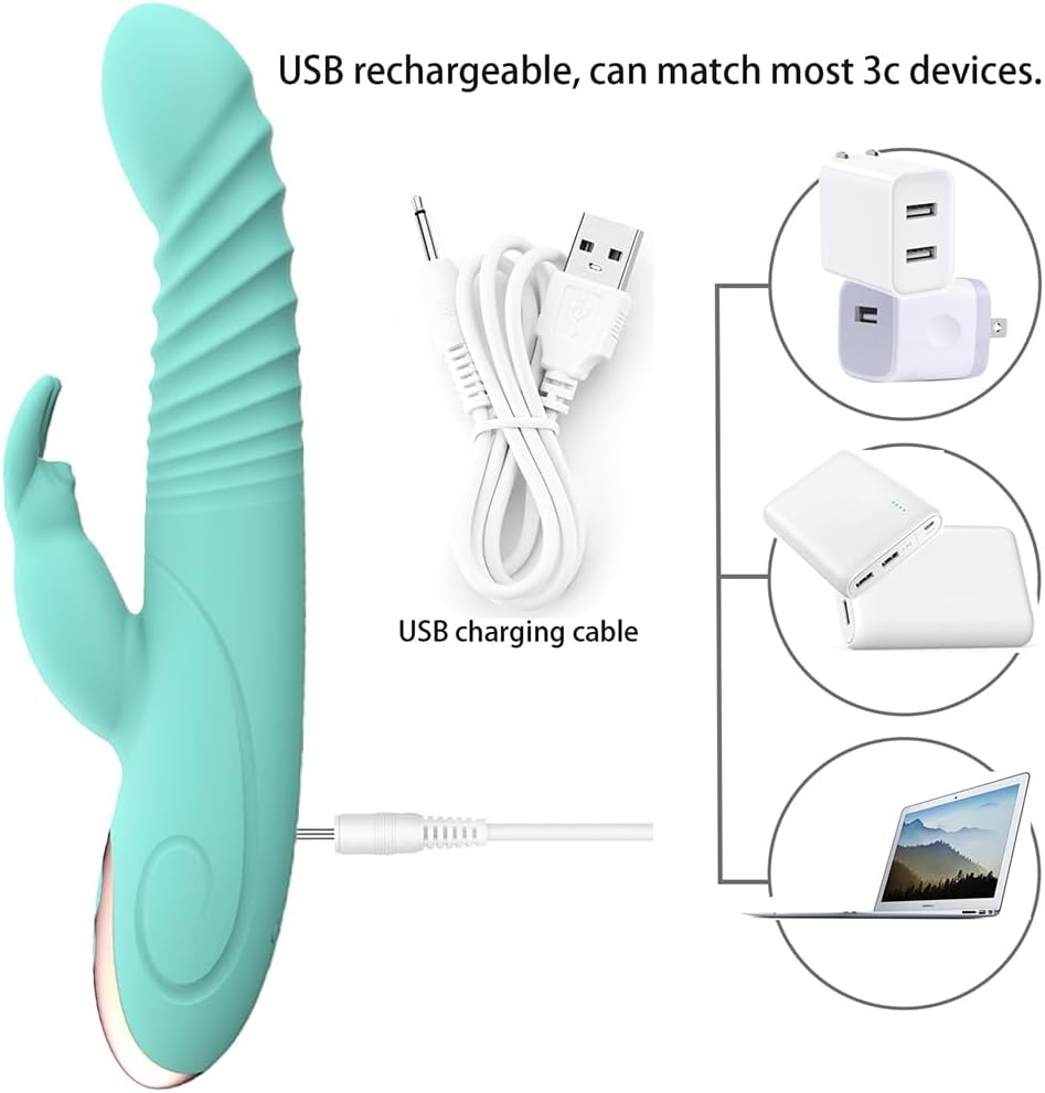 Vibrator Anal Dildo for Women G Spot Rabbit Vibrators Rose Toy Bullet Adult Sex Toys for Women Wand Massager Clitoral Stimulator Dildos for Couple with 7 Vibration Modes for Body and Couples (Blue)