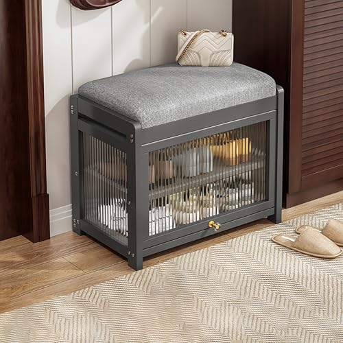 Banc meuble à chaussures compact pour optimiser et ranger un petit couloir