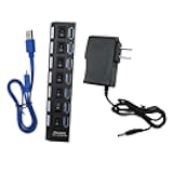 USonline911 USB 3.0 HUB 7-Ports with Switch Charger Switch Splitter Powered AC Adapter 7-Port PC Laptop Desktop for Mac iOS 9.1 and Higher Windows 98/SE/ME/2000/XP/Vista/7/Linux 2.4 and Higher