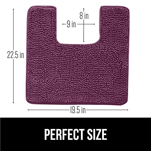 Image of Gorilla Grip Original Shaggy Chenille Square U-Shape Contoured Mat for Base of Toilet, 22.5x19.5 Size, Machine Wash and Dry, Soft Plush Absorbent Contour Carpet Mats for Bathroom Toilets, Eggplant