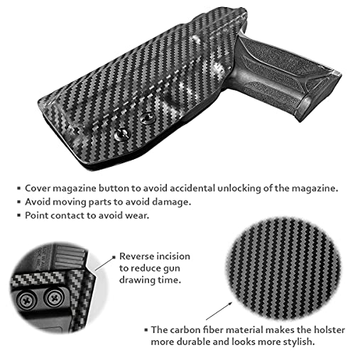 Ruger Security 9 Holster, Carbon Fiber Kydex Holster Iwb For Ruger Security-9 Pistol Case Inside Waistband Concealed Carry - Kydex Iwb Holster Ruger Security 9 Gun Accessories (Black, Right) #TOP3