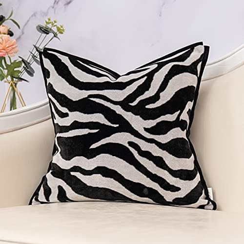 Yangest 18x18 Inch Zebra Decorative Velvet Throw Pillow Cover Black Cushion Case Modern Pillowcase for Sofa Couch Bedroom Living Room Home Decor