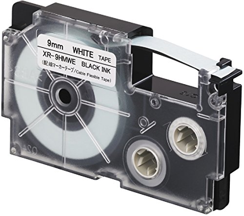 Image of Casio XR-18WE1 Label Printer Tape (Black and White) & Casio XR-9HMWE Cable Flexible Label Printer Tape (Black and White)