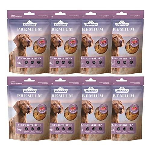 Dehner Hundesnack, Lachscreme in Lebensmittelqualität, 6 x 75 g (450 g) 8 Dehner Premium Hundesnack, Lammfleischstreifen, 8 x 50 g (400 g)