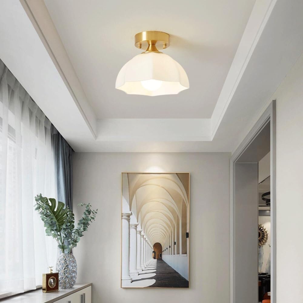 Ceiling Light E27 Lamp Holder Lighting Fixture Creative Glass Lampshade Design Ceiling Lamp Modern Simplicity Ceiling Lights for Aisle Corridor Entrance Warehouse