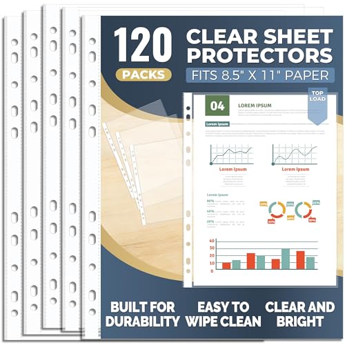 120 Pack Clear Sheet Protectors 8.5 x 11 Inch, Plastic Page Sleeves for 3 Ring Binder, Transparent Letter-Size Document Covers, Top Loading, for Paper Documents, Home, School and O image 5