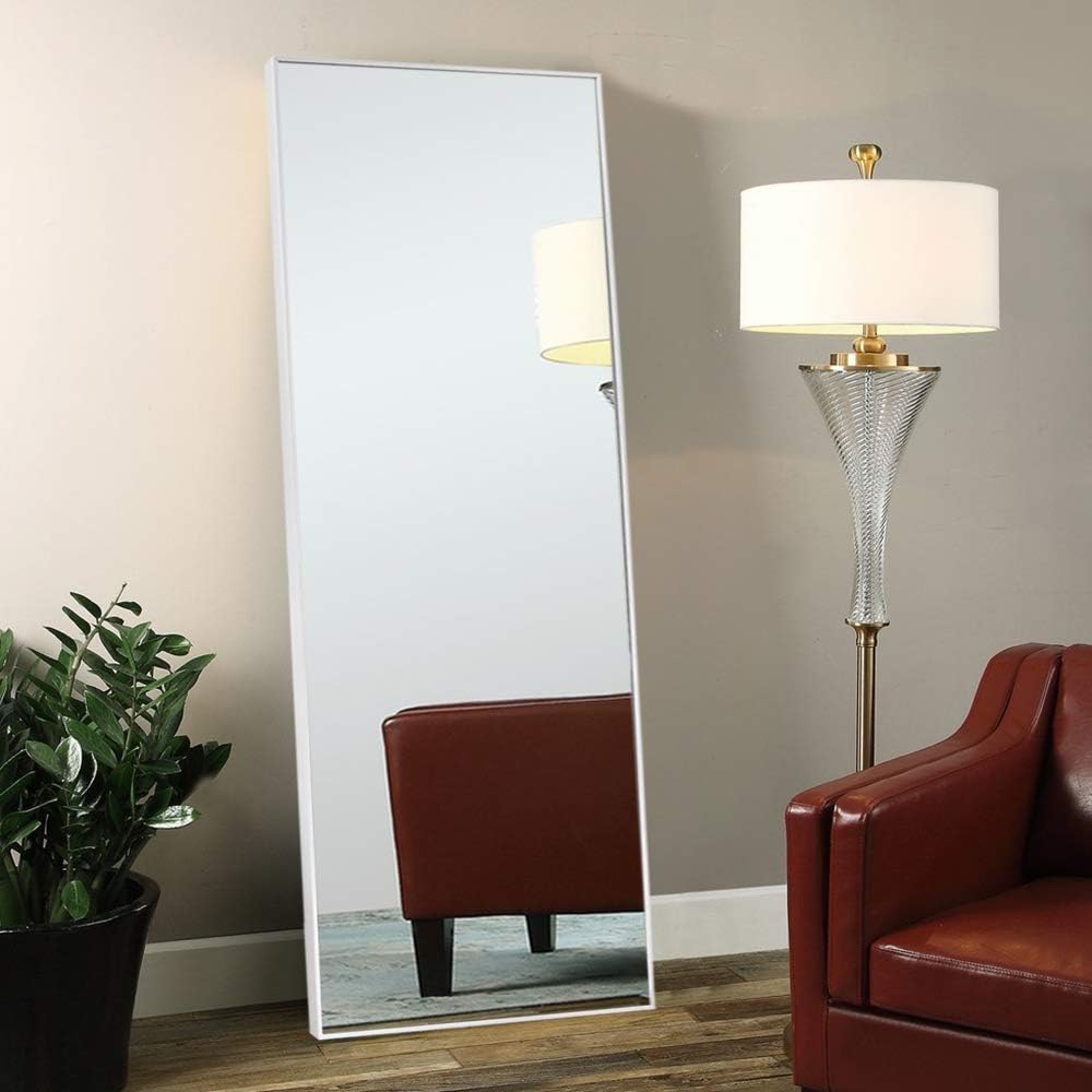 Elevens Full Length Floor Mirror 65"x22" Large Rectangle Wall Mirror Standing Hanging or Leaning Against Wall for Bedroom, Dressing and Wall-Mounted Thin Frame Mirror - White : Home & Kitchen