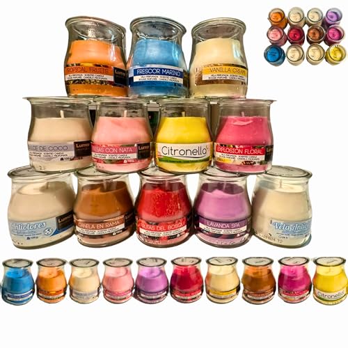 Pack de 4 Velas Anti-Tabaco Aromáticas Perfumadas | Ambientador para el Hogar | Juego de Fragancias en Vaso de Cristal de Yogurt | Regalos Originales para Mujer, Decoración, Rituales y Aromaterapia