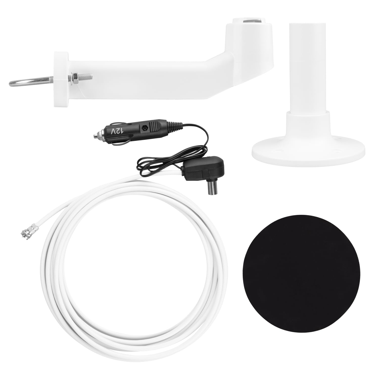 Maclean MCTV-103 Antenna attiva omnidirezionale DVB-T2 HEVC da 12 V per camper, roulotte e barche – Resistente alle intemperie, filtro LTE, ricezione a 360°, design compatto
