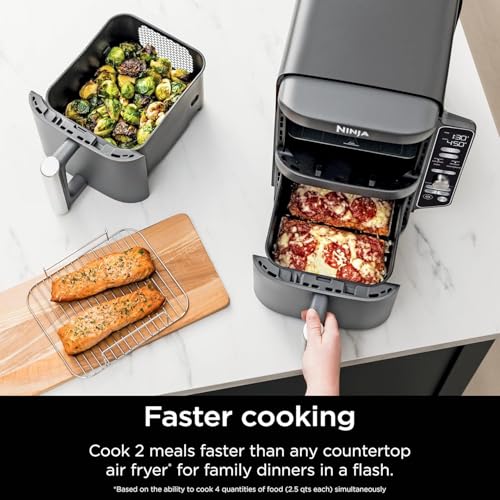 Ninja SL401 DoubleStack XL 2-Basket Air Fryer in Use