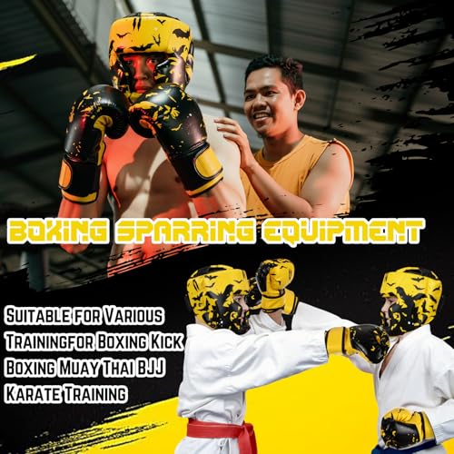 Image of Arrowbash Boxing Headgear and Gloves Set for Kids 6oz Boxing Gloves and Wrestling Headgear Sparring Equipment for Boxing Kickboxing Muay Thai BJJ Karate Training
