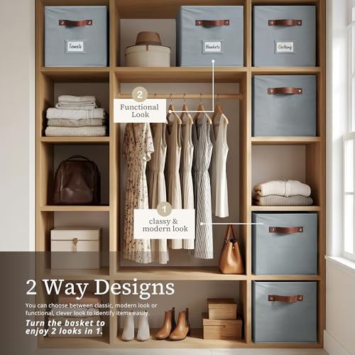 Image of DECOMOMO Cube Storage Bins | Fabric Storage Cubes with Label Holders, Cubby Storage Organizer Bins for Organizers Shelves Closet Toys Clothes (11 inch / 6pcs, Grey)