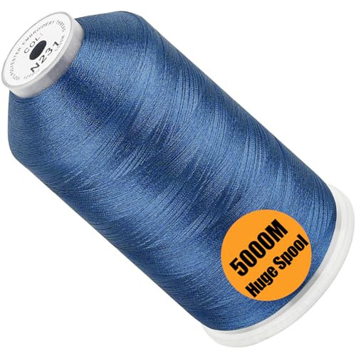 Image of New brothread - Single Huge Spool 5000M Each Polyester Embroidery Machine Thread 40WT for Commercial and Domestic Machines - Slate Blue(Janome Color)