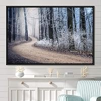 Framed Canvas Wall Art Rustic Woods Brown Dark Dramatic Forest Group Nature Photography Realism - 16x24 inches