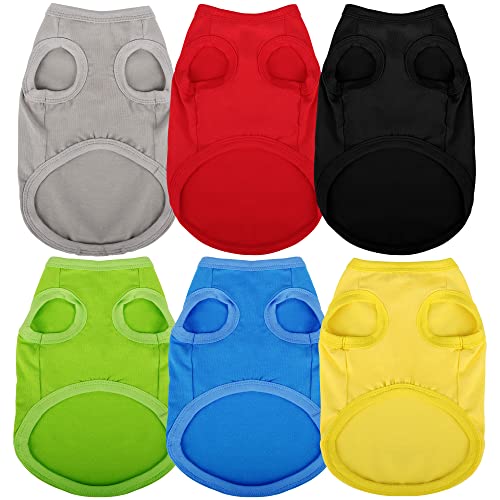 Paiaite 6 Pieces Plain Dog Shirt Sleeveless Puppy Cotton Dog Shirts Breathable Pet Apparel Tank Top Colorful Puppy Sweatshirt Clothes For Small Medium Dogs S #TOP6