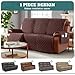 Ruaozz Waterproof Recliner Sofa Covers, 1-Piece Couch Covers for Reclining Couches Reclining Couch Cover Washable Furniture Protector with Elastic Straps Pocket for Kids Pets (Coffee, 3 Seater)