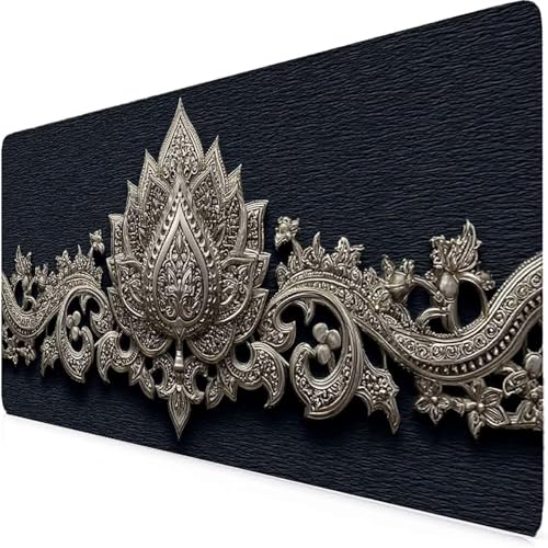 Tapis de souris pour maison et gamer motif floral noir format panoramique