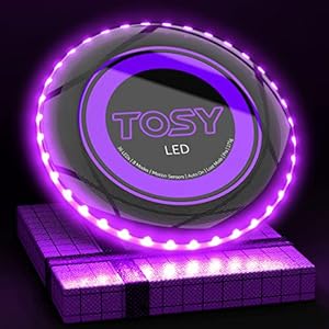 TOSY 36 and 360 LEDs Flying Disc – Extremely Bright, Smart Modes, Auto Light Up, Rechargeable, Perfect Birthday…