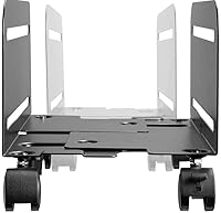 Vista 3 de Monoprice Soporte móvil de torre de PC de acero para computadora - Construcción de acero, recubrimiento en polvo negro - Colección Workstream, acero