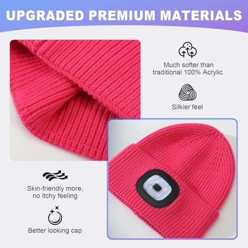 MELASA LED Beanie for Kids, USB Rechargeable Hand Free Hat with Light Winter Night Gifts for Kids Boys Girls in Dark Outdoor3