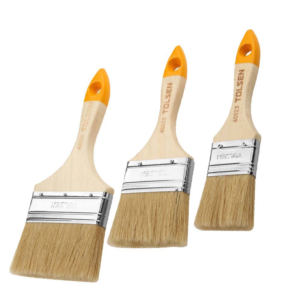 3Pcs Wooden Handle Paint Brush Set,40145,2" / 3” / 4“