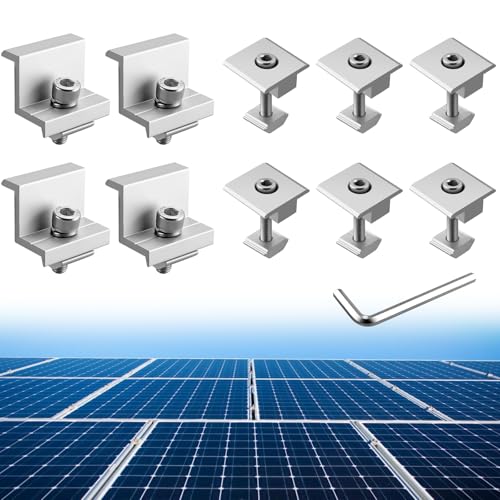 Anbte 10 Stück Solarmodul Halterung Kit 30mm inkl. 6PCS Mittelklemmen und 4PCS Endklemmen Aluminiumlegierung Solarpanel Z Halterung für Gerahmte Solarpanels Wohnmobile (Silber)