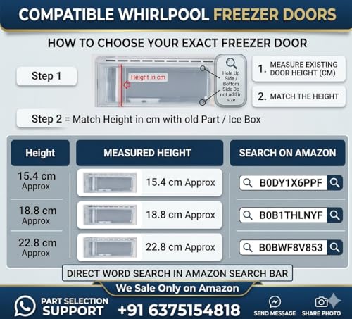 Image of SANAVYA Freezer Door /Refrigerator Compatible for Whirlpool Single door Gen-y | Transparent (Round Lock) Match (Size 36x18.8CM) Replacement Parts
